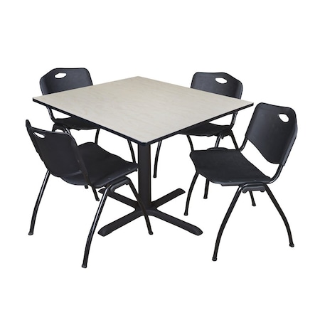 Cain Cain Square Table & Chair Set, Wood, Metal, Plastic Top, Maple TB4848PL47BK